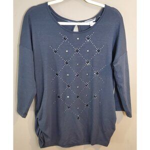 Laura Ashley Stud Design Pullover Sweater, Size L, RN 61624 Preppy Academia